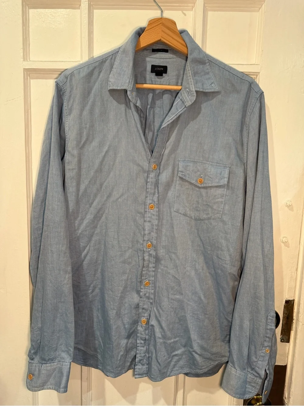 J. Crew Men's Light Blue Chambray Button-Down Shirt
